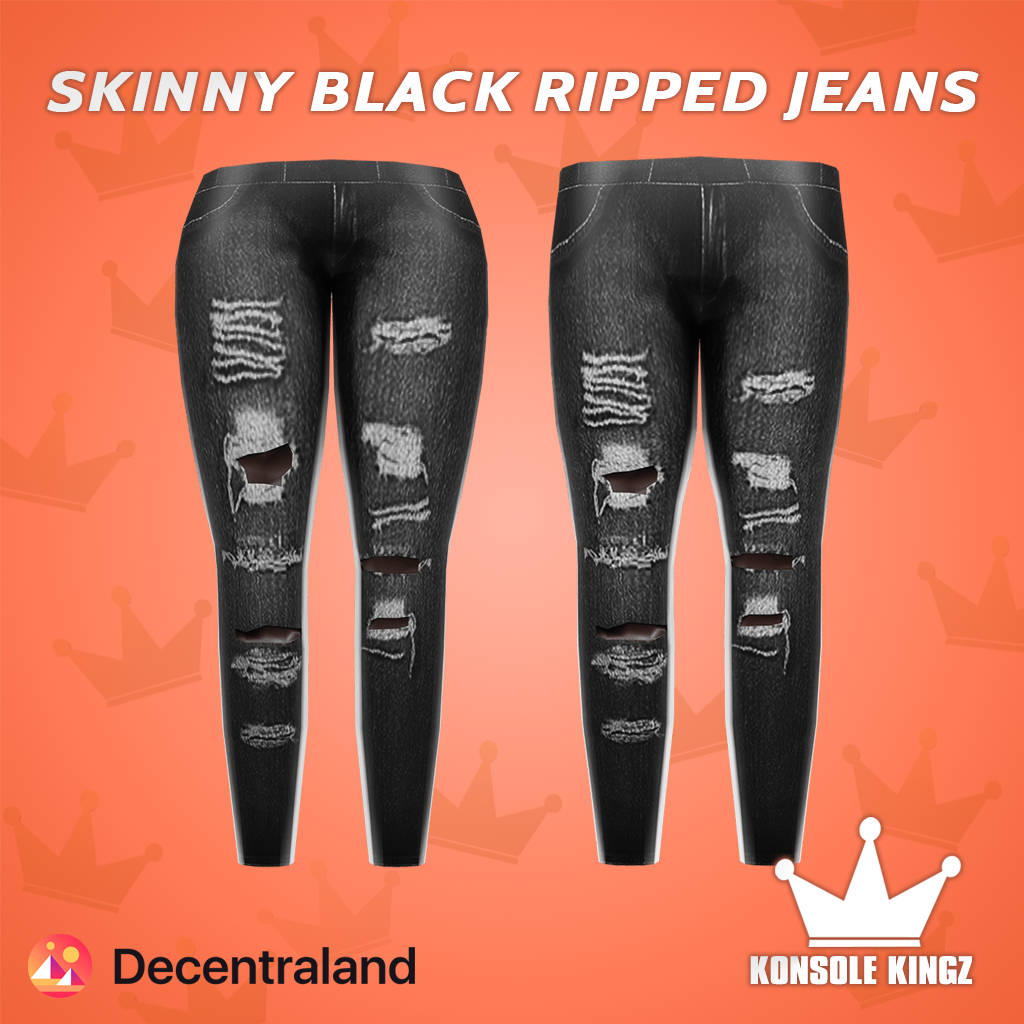 Skinny Black Ripped Jeans (KKZ) Decentraland – Konsole Kingz